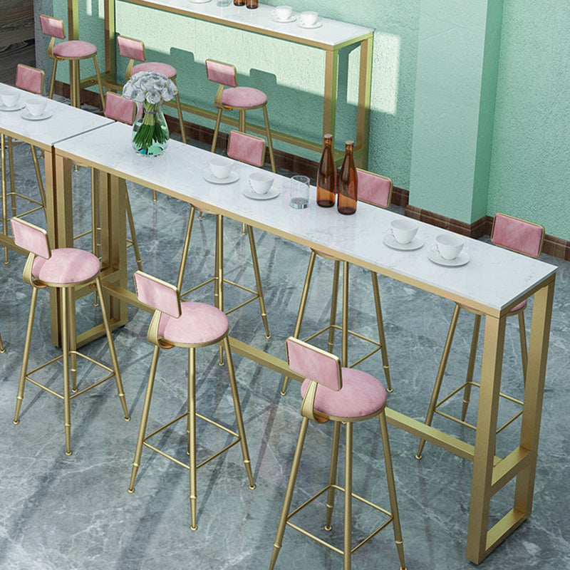 Glam Metal Upholstered Bar Stool Indoor Barstool with Iron Legs and Low Back,Cushion Clearhalo 'Bar Furniture' 'Bar Stools' 'bar_stools' 'furn' 'furn_bar_stools' 'furniture_bar_stools' 'Kitchen & Dining Furniture' 'kitchen&dining_furn' 'kitchen' 'kitchen_furn' Furniture' 4344320