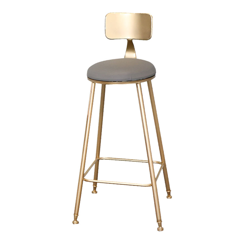 Glam Metal Upholstered Bar Stool Indoor Barstool with Iron Legs and Low Back,Cushion Gray 1 Piece Non-Upholstered Clearhalo 'Bar Furniture' 'Bar Stools' 'bar_stools' 'furn' 'furn_bar_stools' 'furniture_bar_stools' 'Kitchen & Dining Furniture' 'kitchen&dining_furn' 'kitchen' 'kitchen_furn' Furniture' 4344322