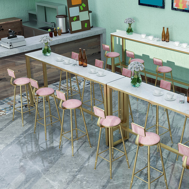 Glam Metal Upholstered Bar Stool Indoor Barstool with Iron Legs and Low Back,Cushion Clearhalo 'Bar Furniture' 'Bar Stools' 'bar_stools' 'furn' 'furn_bar_stools' 'furniture_bar_stools' 'Kitchen & Dining Furniture' 'kitchen&dining_furn' 'kitchen' 'kitchen_furn' Furniture' 4344323