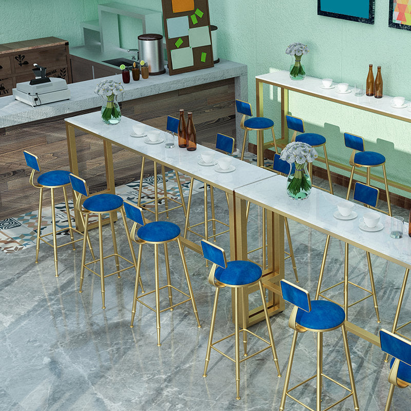 Glam Metal Upholstered Bar Stool Indoor Barstool with Iron Legs and Low Back,Cushion Clearhalo 'Bar Furniture' 'Bar Stools' 'bar_stools' 'furn' 'furn_bar_stools' 'furniture_bar_stools' 'Kitchen & Dining Furniture' 'kitchen&dining_furn' 'kitchen' 'kitchen_furn' Furniture' 4344325