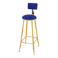 Glam Metal Upholstered Bar Stool Indoor Barstool with Iron Legs and Low Back,Cushion Blue 1 Piece Upholstered Clearhalo 'Bar Furniture' 'Bar Stools' 'bar_stools' 'furn' 'furn_bar_stools' 'furniture_bar_stools' 'Kitchen & Dining Furniture' 'kitchen&dining_furn' 'kitchen' 'kitchen_furn' Furniture' 4344326