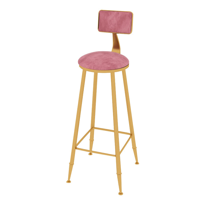 Glam Metal Upholstered Bar Stool Indoor Barstool with Iron Legs and Low Back,Cushion Clearhalo 'Bar Furniture' 'Bar Stools' 'bar_stools' 'furn' 'furn_bar_stools' 'furniture_bar_stools' 'Kitchen & Dining Furniture' 'kitchen&dining_furn' 'kitchen' 'kitchen_furn' Furniture' 4344329