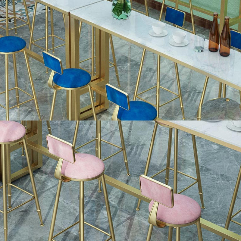 Glam Metal Upholstered Bar Stool Indoor Barstool with Iron Legs and Low Back,Cushion Clearhalo 'Bar Furniture' 'Bar Stools' 'bar_stools' 'furn' 'furn_bar_stools' 'furniture_bar_stools' 'Kitchen & Dining Furniture' 'kitchen&dining_furn' 'kitchen' 'kitchen_furn' Furniture' 4344330