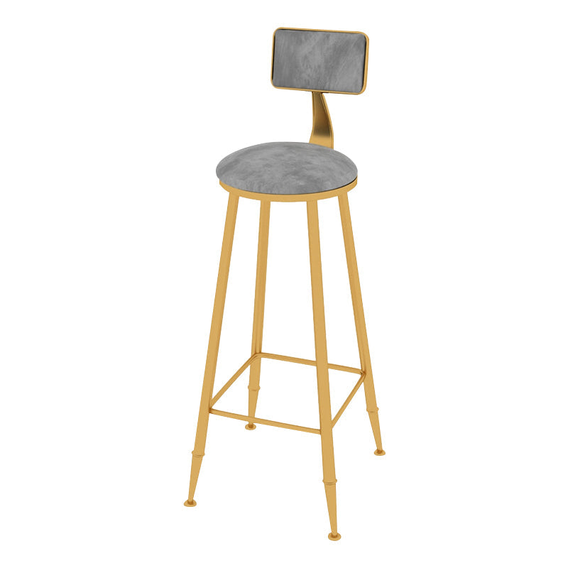 Glam Metal Upholstered Bar Stool Indoor Barstool with Iron Legs and Low Back,Cushion Gray 1 Piece Upholstered Clearhalo 'Bar Furniture' 'Bar Stools' 'bar_stools' 'furn' 'furn_bar_stools' 'furniture_bar_stools' 'Kitchen & Dining Furniture' 'kitchen&dining_furn' 'kitchen' 'kitchen_furn' Furniture' 4344331