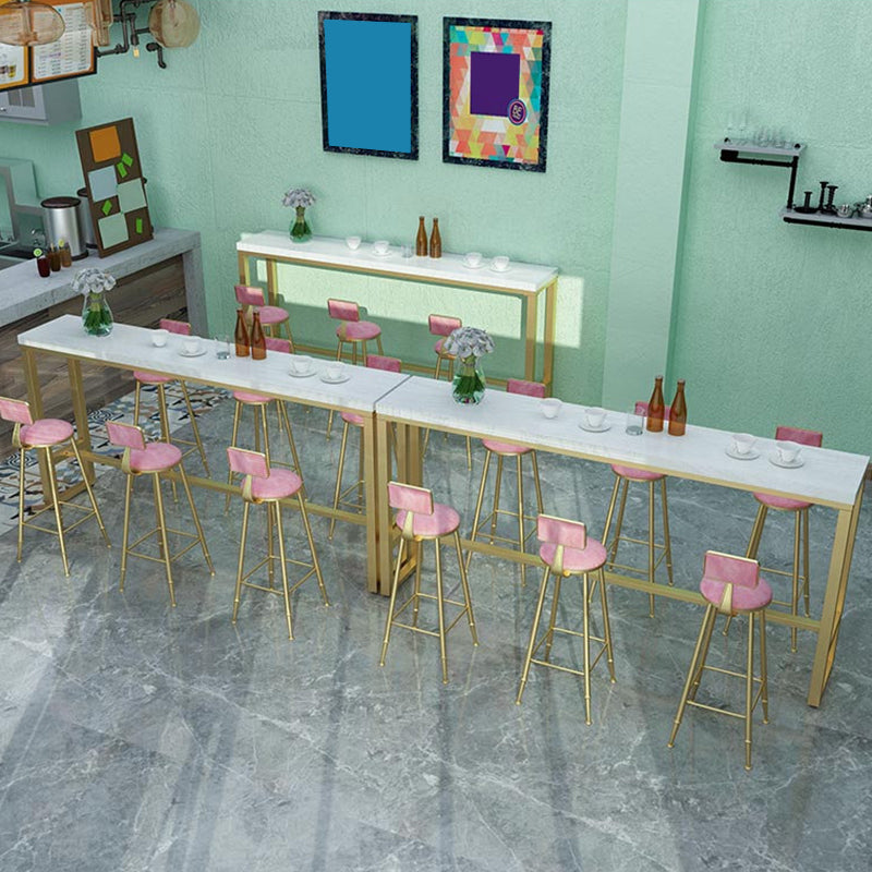 Glam Metal Upholstered Bar Stool Indoor Barstool with Iron Legs and Low Back,Cushion Clearhalo 'Bar Furniture' 'Bar Stools' 'bar_stools' 'furn' 'furn_bar_stools' 'furniture_bar_stools' 'Kitchen & Dining Furniture' 'kitchen&dining_furn' 'kitchen' 'kitchen_furn' Furniture' 4344332