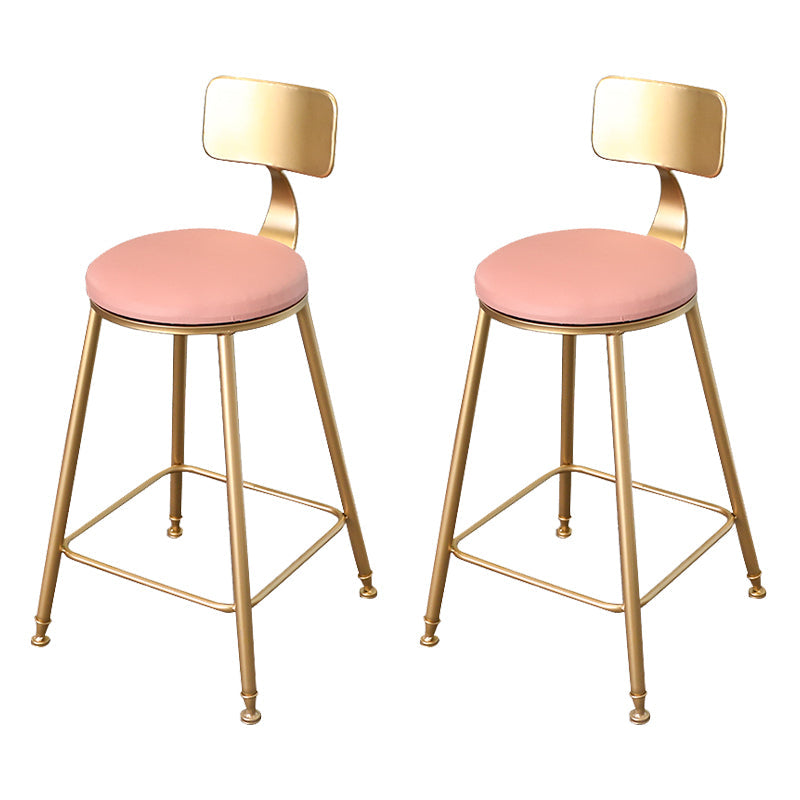 Glam Metal Upholstered Bar Stool Indoor Barstool with Iron Legs and Low Back,Cushion Pink 2 Piece Set Non-Upholstered Clearhalo 'Bar Furniture' 'Bar Stools' 'bar_stools' 'furn' 'furn_bar_stools' 'furniture_bar_stools' 'Kitchen & Dining Furniture' 'kitchen&dining_furn' 'kitchen' 'kitchen_furn' Furniture' 4344333