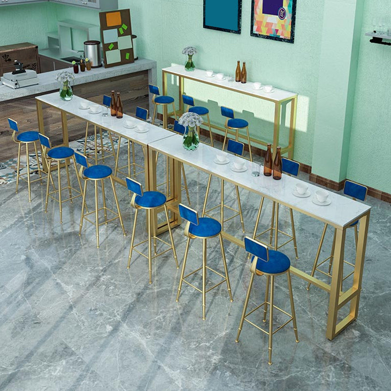 Glam Metal Upholstered Bar Stool Indoor Barstool with Iron Legs and Low Back,Cushion Clearhalo 'Bar Furniture' 'Bar Stools' 'bar_stools' 'furn' 'furn_bar_stools' 'furniture_bar_stools' 'Kitchen & Dining Furniture' 'kitchen&dining_furn' 'kitchen' 'kitchen_furn' Furniture' 4344336