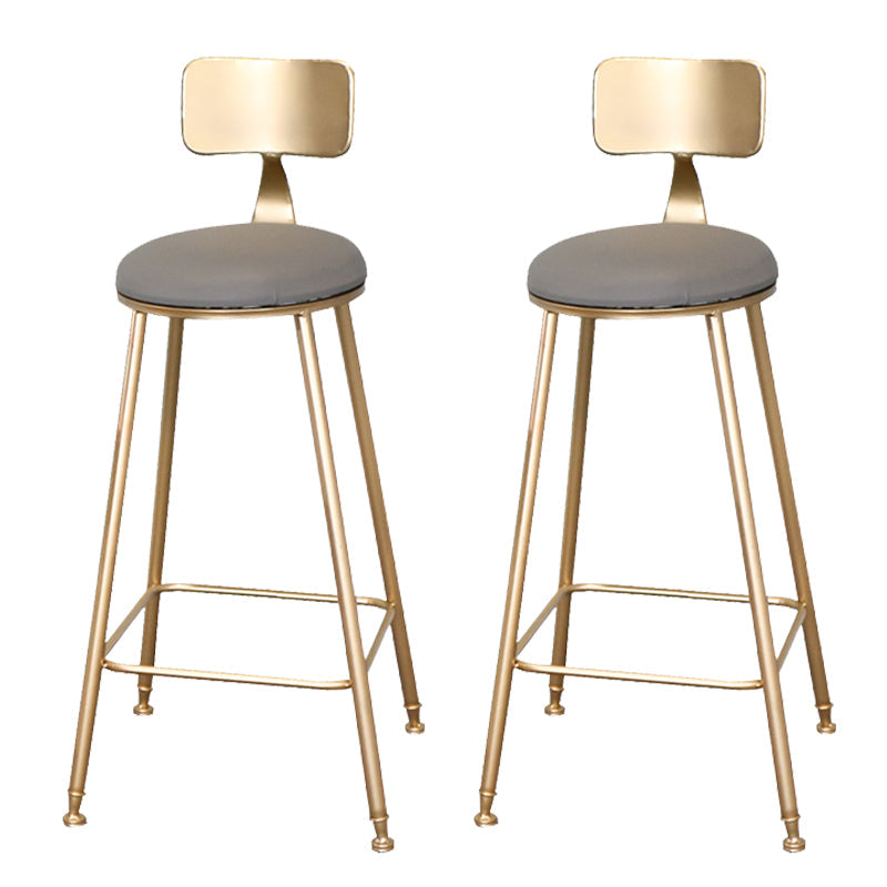 Glam Metal Upholstered Bar Stool Indoor Barstool with Iron Legs and Low Back,Cushion Gray 2 Piece Set Non-Upholstered Clearhalo 'Bar Furniture' 'Bar Stools' 'bar_stools' 'furn' 'furn_bar_stools' 'furniture_bar_stools' 'Kitchen & Dining Furniture' 'kitchen&dining_furn' 'kitchen' 'kitchen_furn' Furniture' 4344337