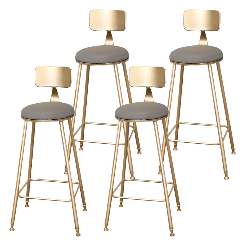 Glam Metal Upholstered Bar Stool Indoor Barstool with Iron Legs and Low Back,Cushion Gray 4 Piece Set Non-Upholstered Clearhalo 'Bar Furniture' 'Bar Stools' 'bar_stools' 'furn' 'furn_bar_stools' 'furniture_bar_stools' 'Kitchen & Dining Furniture' 'kitchen&dining_furn' 'kitchen' 'kitchen_furn' Furniture' 4344338