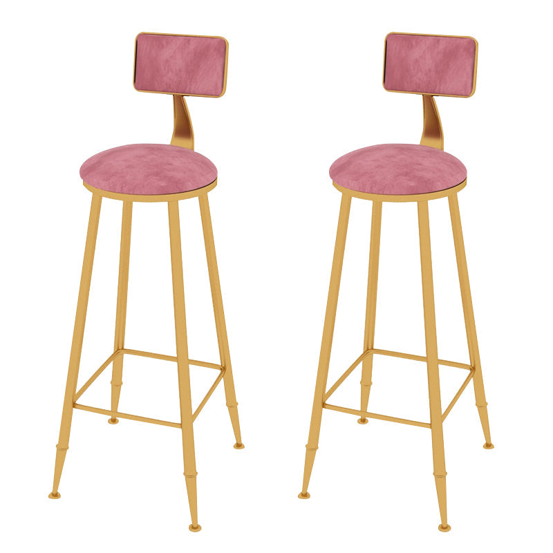Glam Metal Upholstered Bar Stool Indoor Barstool with Iron Legs and Low Back,Cushion Pink 2 Piece Set Upholstered Clearhalo 'Bar Furniture' 'Bar Stools' 'bar_stools' 'furn' 'furn_bar_stools' 'furniture_bar_stools' 'Kitchen & Dining Furniture' 'kitchen&dining_furn' 'kitchen' 'kitchen_furn' Furniture' 4344339