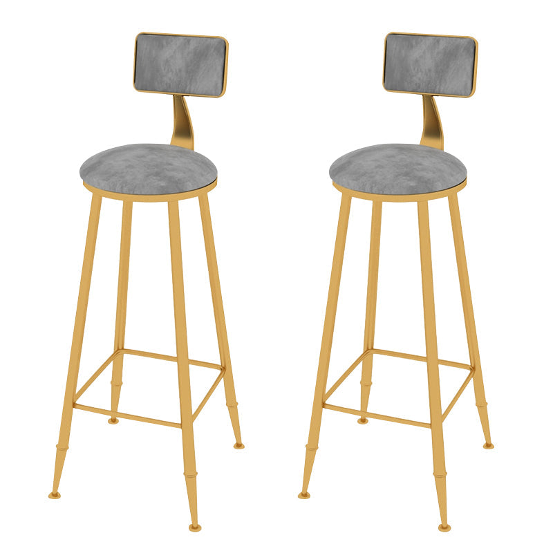Glam Metal Upholstered Bar Stool Indoor Barstool with Iron Legs and Low Back,Cushion Gray 2 Piece Set Upholstered Clearhalo 'Bar Furniture' 'Bar Stools' 'bar_stools' 'furn' 'furn_bar_stools' 'furniture_bar_stools' 'Kitchen & Dining Furniture' 'kitchen&dining_furn' 'kitchen' 'kitchen_furn' Furniture' 4344342
