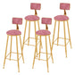 Glam Metal Upholstered Bar Stool Indoor Barstool with Iron Legs and Low Back,Cushion Pink 4 Piece Set Upholstered Clearhalo 'Bar Furniture' 'Bar Stools' 'bar_stools' 'furn' 'furn_bar_stools' 'furniture_bar_stools' 'Kitchen & Dining Furniture' 'kitchen&dining_furn' 'kitchen' 'kitchen_furn' Furniture' 4344343