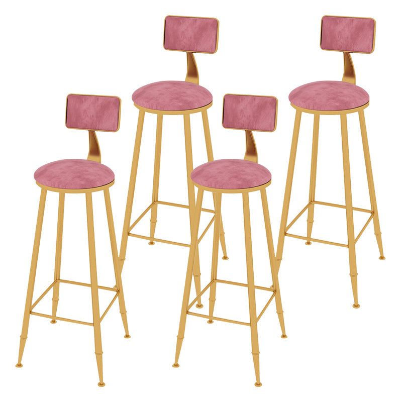 Glam Metal Upholstered Bar Stool Indoor Barstool with Iron Legs and Low Back,Cushion Pink 4 Piece Set Upholstered Clearhalo 'Bar Furniture' 'Bar Stools' 'bar_stools' 'furn' 'furn_bar_stools' 'furniture_bar_stools' 'Kitchen & Dining Furniture' 'kitchen&dining_furn' 'kitchen' 'kitchen_furn' Furniture' 4344343
