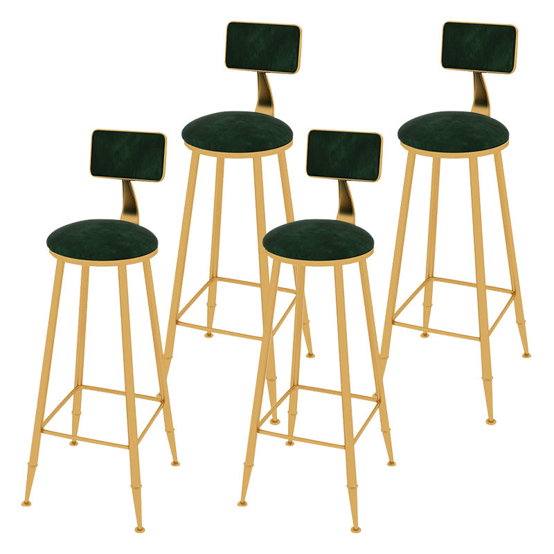 Glam Metal Upholstered Bar Stool Indoor Barstool with Iron Legs and Low Back,Cushion Green 4 Piece Set Upholstered Clearhalo 'Bar Furniture' 'Bar Stools' 'bar_stools' 'furn' 'furn_bar_stools' 'furniture_bar_stools' 'Kitchen & Dining Furniture' 'kitchen&dining_furn' 'kitchen' 'kitchen_furn' Furniture' 4344345