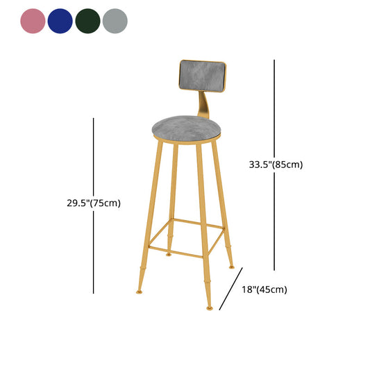 Glam Metal Upholstered Bar Stool Indoor Barstool with Iron Legs and Low Back,Cushion Clearhalo 'Bar Furniture' 'Bar Stools' 'bar_stools' 'furn' 'furn_bar_stools' 'furniture_bar_stools' 'Kitchen & Dining Furniture' 'kitchen&dining_furn' 'kitchen' 'kitchen_furn' Furniture' 4344347