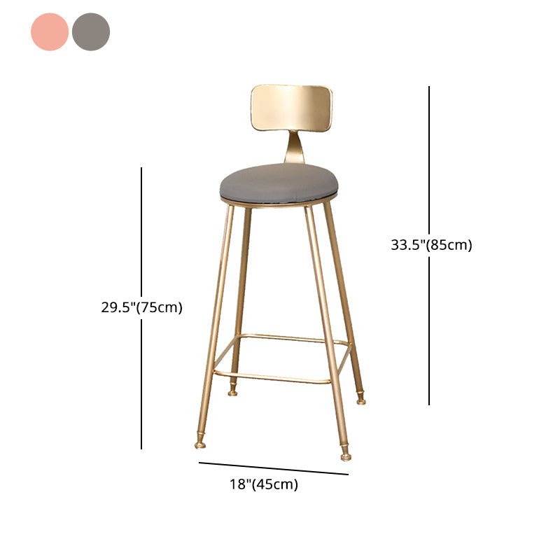 Glam Metal Upholstered Bar Stool Indoor Barstool with Iron Legs and Low Back,Cushion Clearhalo 'Bar Furniture' 'Bar Stools' 'bar_stools' 'furn' 'furn_bar_stools' 'furniture_bar_stools' 'Kitchen & Dining Furniture' 'kitchen&dining_furn' 'kitchen' 'kitchen_furn' Furniture' 4344348