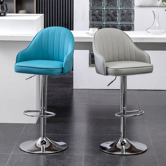 Adjustable Height Contemporary Bar Stool Footrest Leather Low Back Counter Stool Clearhalo 'Bar Furniture' 'Bar Stools' 'bar_stools' 'furn' 'furn_bar_stools' 'furniture_bar_stools' 'Kitchen & Dining Furniture' 'kitchen&dining_furn' 'kitchen' 'kitchen_furn' Furniture' 4344367