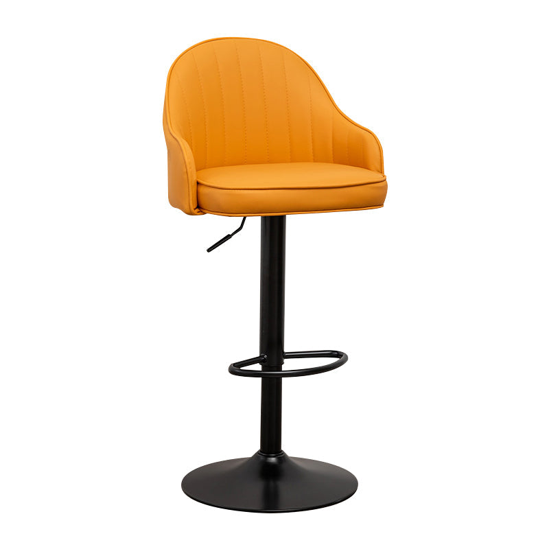 Adjustable Height Contemporary Bar Stool Footrest Leather Low Back Counter Stool Orange Black 1 Piece Clearhalo 'Bar Furniture' 'Bar Stools' 'bar_stools' 'furn' 'furn_bar_stools' 'furniture_bar_stools' 'Kitchen & Dining Furniture' 'kitchen&dining_furn' 'kitchen' 'kitchen_furn' Furniture' 4344368