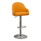 Adjustable Height Contemporary Bar Stool Footrest Leather Low Back Counter Stool Orange Silver 1 Piece Clearhalo 'Bar Furniture' 'Bar Stools' 'bar_stools' 'furn' 'furn_bar_stools' 'furniture_bar_stools' 'Kitchen & Dining Furniture' 'kitchen&dining_furn' 'kitchen' 'kitchen_furn' Furniture' 4344370