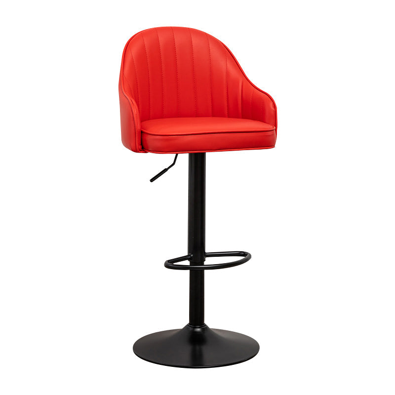 Adjustable Height Contemporary Bar Stool Footrest Leather Low Back Counter Stool Red Black 1 Piece Clearhalo 'Bar Furniture' 'Bar Stools' 'bar_stools' 'furn' 'furn_bar_stools' 'furniture_bar_stools' 'Kitchen & Dining Furniture' 'kitchen&dining_furn' 'kitchen' 'kitchen_furn' Furniture' 4344371