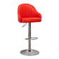 Adjustable Height Contemporary Bar Stool Footrest Leather Low Back Counter Stool Red Silver 1 Piece Clearhalo 'Bar Furniture' 'Bar Stools' 'bar_stools' 'furn' 'furn_bar_stools' 'furniture_bar_stools' 'Kitchen & Dining Furniture' 'kitchen&dining_furn' 'kitchen' 'kitchen_furn' Furniture' 4344374