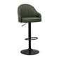 Adjustable Height Contemporary Bar Stool Footrest Leather Low Back Counter Stool Blackish Green Black 1 Piece Clearhalo 'Bar Furniture' 'Bar Stools' 'bar_stools' 'furn' 'furn_bar_stools' 'furniture_bar_stools' 'Kitchen & Dining Furniture' 'kitchen&dining_furn' 'kitchen' 'kitchen_furn' Furniture' 4344376