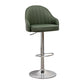 Adjustable Height Contemporary Bar Stool Footrest Leather Low Back Counter Stool Blackish Green Silver 1 Piece Clearhalo 'Bar Furniture' 'Bar Stools' 'bar_stools' 'furn' 'furn_bar_stools' 'furniture_bar_stools' 'Kitchen & Dining Furniture' 'kitchen&dining_furn' 'kitchen' 'kitchen_furn' Furniture' 4344378