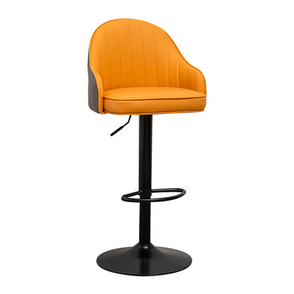 Adjustable Height Contemporary Bar Stool Footrest Leather Low Back Counter Stool Orange-Gray Black 1 Piece Clearhalo 'Bar Furniture' 'Bar Stools' 'bar_stools' 'furn' 'furn_bar_stools' 'furniture_bar_stools' 'Kitchen & Dining Furniture' 'kitchen&dining_furn' 'kitchen' 'kitchen_furn' Furniture' 4344380