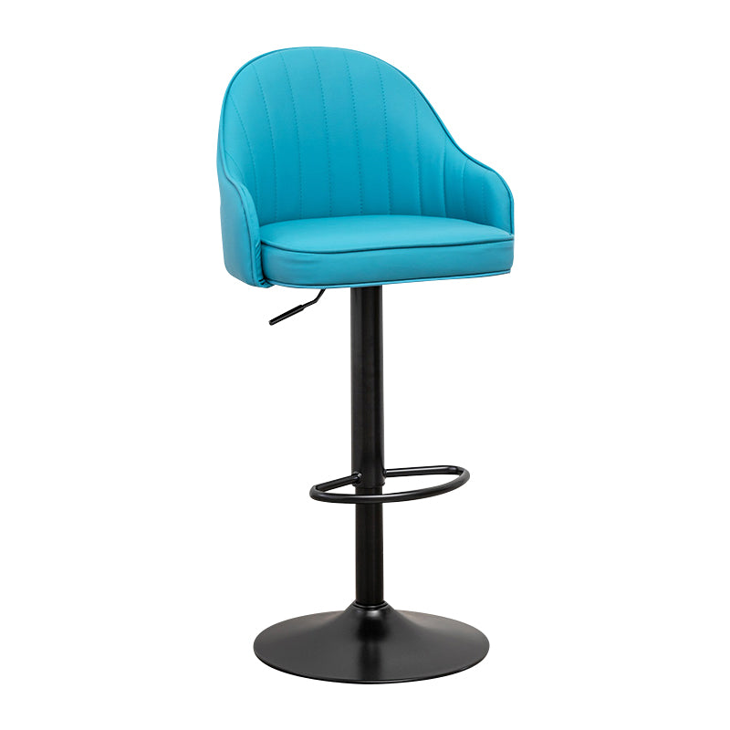 Adjustable Height Contemporary Bar Stool Footrest Leather Low Back Counter Stool Blue Black 1 Piece Clearhalo 'Bar Furniture' 'Bar Stools' 'bar_stools' 'furn' 'furn_bar_stools' 'furniture_bar_stools' 'Kitchen & Dining Furniture' 'kitchen&dining_furn' 'kitchen' 'kitchen_furn' Furniture' 4344383