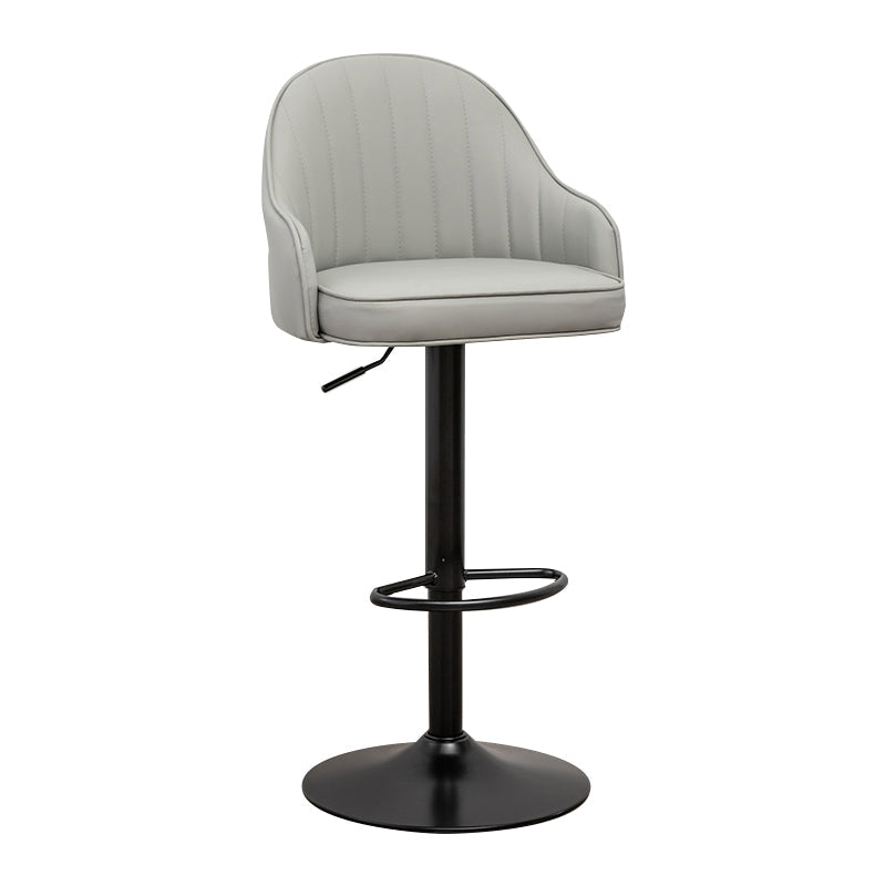 Adjustable Height Contemporary Bar Stool Footrest Leather Low Back Counter Stool Light Gray Black 1 Piece Clearhalo 'Bar Furniture' 'Bar Stools' 'bar_stools' 'furn' 'furn_bar_stools' 'furniture_bar_stools' 'Kitchen & Dining Furniture' 'kitchen&dining_furn' 'kitchen' 'kitchen_furn' Furniture' 4344387