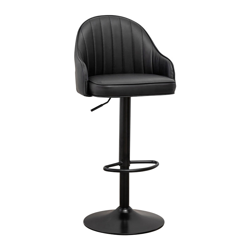 Adjustable Height Contemporary Bar Stool Footrest Leather Low Back Counter Stool Black Black 1 Piece Clearhalo 'Bar Furniture' 'Bar Stools' 'bar_stools' 'furn' 'furn_bar_stools' 'furniture_bar_stools' 'Kitchen & Dining Furniture' 'kitchen&dining_furn' 'kitchen' 'kitchen_furn' Furniture' 4344391