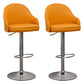 Adjustable Height Contemporary Bar Stool Footrest Leather Low Back Counter Stool Orange Silver 2 Piece Set Clearhalo 'Bar Furniture' 'Bar Stools' 'bar_stools' 'furn' 'furn_bar_stools' 'furniture_bar_stools' 'Kitchen & Dining Furniture' 'kitchen&dining_furn' 'kitchen' 'kitchen_furn' Furniture' 4344394