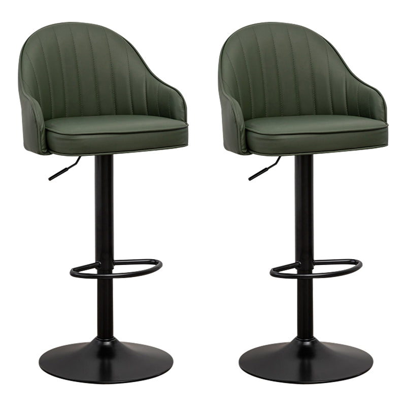 Adjustable Height Contemporary Bar Stool Footrest Leather Low Back Counter Stool Blackish Green Black 2 Piece Set Clearhalo 'Bar Furniture' 'Bar Stools' 'bar_stools' 'furn' 'furn_bar_stools' 'furniture_bar_stools' 'Kitchen & Dining Furniture' 'kitchen&dining_furn' 'kitchen' 'kitchen_furn' Furniture' 4344397