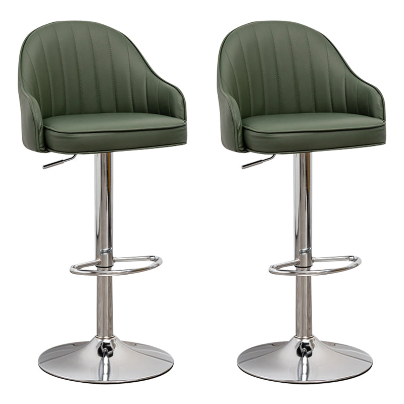 Adjustable Height Contemporary Bar Stool Footrest Leather Low Back Counter Stool Blackish Green Silver 2 Piece Set Clearhalo 'Bar Furniture' 'Bar Stools' 'bar_stools' 'furn' 'furn_bar_stools' 'furniture_bar_stools' 'Kitchen & Dining Furniture' 'kitchen&dining_furn' 'kitchen' 'kitchen_furn' Furniture' 4344398
