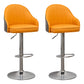 Adjustable Height Contemporary Bar Stool Footrest Leather Low Back Counter Stool Orange-Gray Silver 2 Piece Set Clearhalo 'Bar Furniture' 'Bar Stools' 'bar_stools' 'furn' 'furn_bar_stools' 'furniture_bar_stools' 'Kitchen & Dining Furniture' 'kitchen&dining_furn' 'kitchen' 'kitchen_furn' Furniture' 4344400