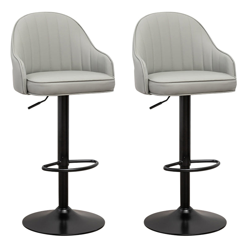 Adjustable Height Contemporary Bar Stool Footrest Leather Low Back Counter Stool Light Gray Black 2 Piece Set Clearhalo 'Bar Furniture' 'Bar Stools' 'bar_stools' 'furn' 'furn_bar_stools' 'furniture_bar_stools' 'Kitchen & Dining Furniture' 'kitchen&dining_furn' 'kitchen' 'kitchen_furn' Furniture' 4344403