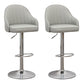 Adjustable Height Contemporary Bar Stool Footrest Leather Low Back Counter Stool Light Gray Silver 2 Piece Set Clearhalo 'Bar Furniture' 'Bar Stools' 'bar_stools' 'furn' 'furn_bar_stools' 'furniture_bar_stools' 'Kitchen & Dining Furniture' 'kitchen&dining_furn' 'kitchen' 'kitchen_furn' Furniture' 4344404
