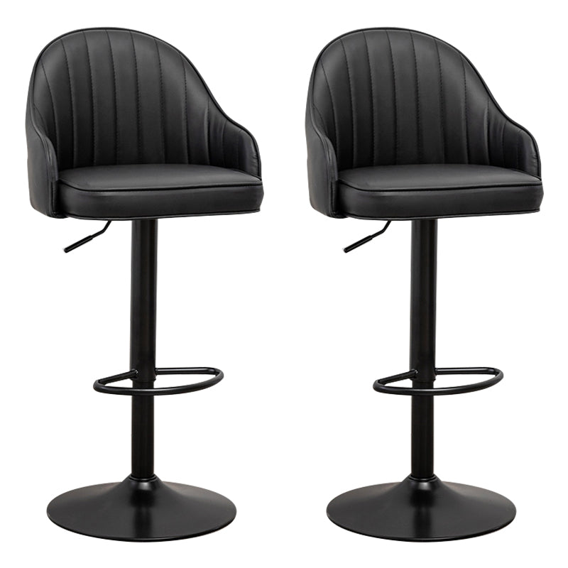 Adjustable Height Contemporary Bar Stool Footrest Leather Low Back Counter Stool Black Black 2 Piece Set Clearhalo 'Bar Furniture' 'Bar Stools' 'bar_stools' 'furn' 'furn_bar_stools' 'furniture_bar_stools' 'Kitchen & Dining Furniture' 'kitchen&dining_furn' 'kitchen' 'kitchen_furn' Furniture' 4344405