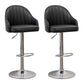 Adjustable Height Contemporary Bar Stool Footrest Leather Low Back Counter Stool Black Silver 2 Piece Set Clearhalo 'Bar Furniture' 'Bar Stools' 'bar_stools' 'furn' 'furn_bar_stools' 'furniture_bar_stools' 'Kitchen & Dining Furniture' 'kitchen&dining_furn' 'kitchen' 'kitchen_furn' Furniture' 4344406