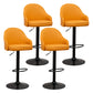 Adjustable Height Contemporary Bar Stool Footrest Leather Low Back Counter Stool Orange Black 4 Piece Set Clearhalo 'Bar Furniture' 'Bar Stools' 'bar_stools' 'furn' 'furn_bar_stools' 'furniture_bar_stools' 'Kitchen & Dining Furniture' 'kitchen&dining_furn' 'kitchen' 'kitchen_furn' Furniture' 4344407