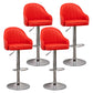 Adjustable Height Contemporary Bar Stool Footrest Leather Low Back Counter Stool Red Silver 4 Piece Set Clearhalo 'Bar Furniture' 'Bar Stools' 'bar_stools' 'furn' 'furn_bar_stools' 'furniture_bar_stools' 'Kitchen & Dining Furniture' 'kitchen&dining_furn' 'kitchen' 'kitchen_furn' Furniture' 4344410