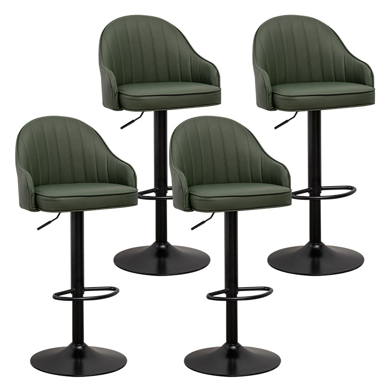 Adjustable Height Contemporary Bar Stool Footrest Leather Low Back Counter Stool Blackish Green Black 4 Piece Set Clearhalo 'Bar Furniture' 'Bar Stools' 'bar_stools' 'furn' 'furn_bar_stools' 'furniture_bar_stools' 'Kitchen & Dining Furniture' 'kitchen&dining_furn' 'kitchen' 'kitchen_furn' Furniture' 4344411