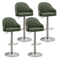 Adjustable Height Contemporary Bar Stool Footrest Leather Low Back Counter Stool Blackish Green Silver 4 Piece Set Clearhalo 'Bar Furniture' 'Bar Stools' 'bar_stools' 'furn' 'furn_bar_stools' 'furniture_bar_stools' 'Kitchen & Dining Furniture' 'kitchen&dining_furn' 'kitchen' 'kitchen_furn' Furniture' 4344412
