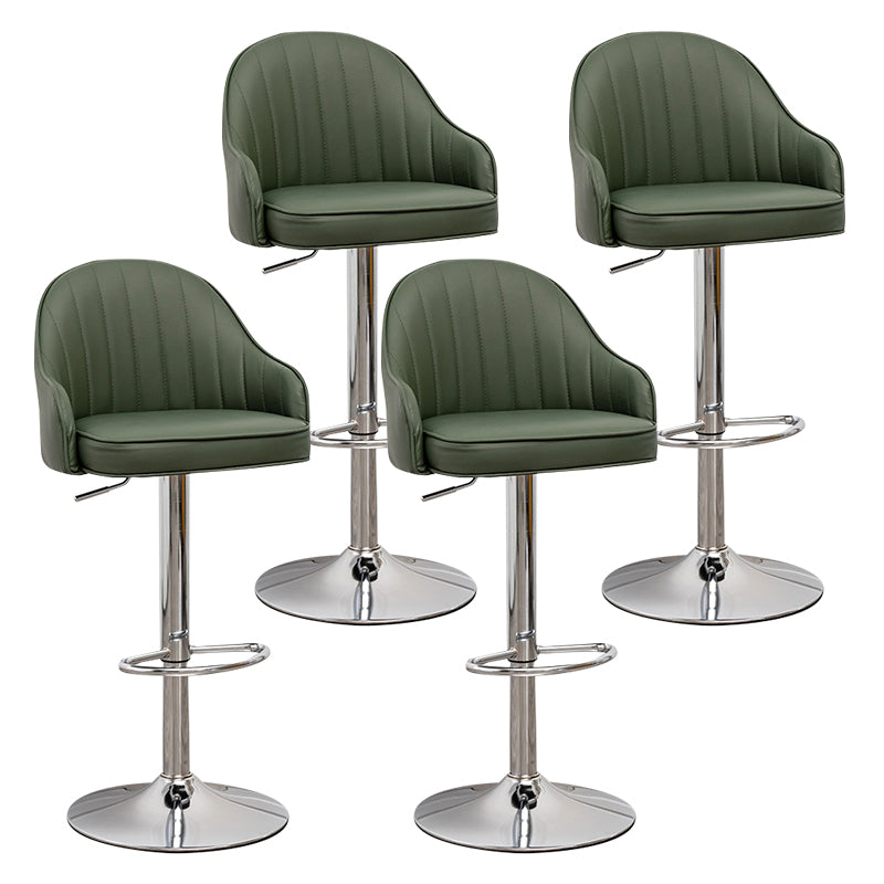 Adjustable Height Contemporary Bar Stool Footrest Leather Low Back Counter Stool Blackish Green Silver 4 Piece Set Clearhalo 'Bar Furniture' 'Bar Stools' 'bar_stools' 'furn' 'furn_bar_stools' 'furniture_bar_stools' 'Kitchen & Dining Furniture' 'kitchen&dining_furn' 'kitchen' 'kitchen_furn' Furniture' 4344412
