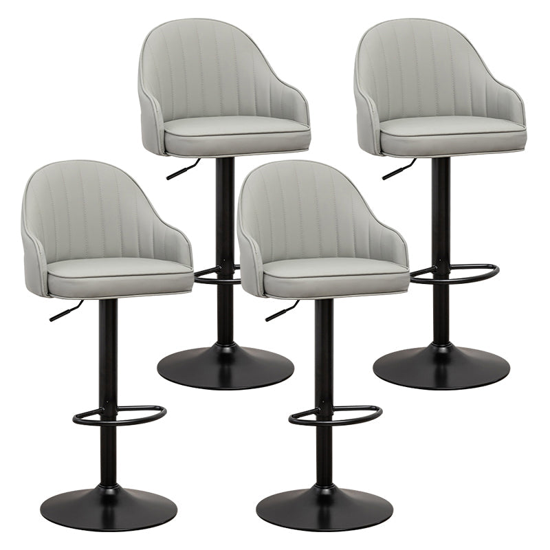 Adjustable Height Contemporary Bar Stool Footrest Leather Low Back Counter Stool Light Gray Black 4 Piece Set Clearhalo 'Bar Furniture' 'Bar Stools' 'bar_stools' 'furn' 'furn_bar_stools' 'furniture_bar_stools' 'Kitchen & Dining Furniture' 'kitchen&dining_furn' 'kitchen' 'kitchen_furn' Furniture' 4344417