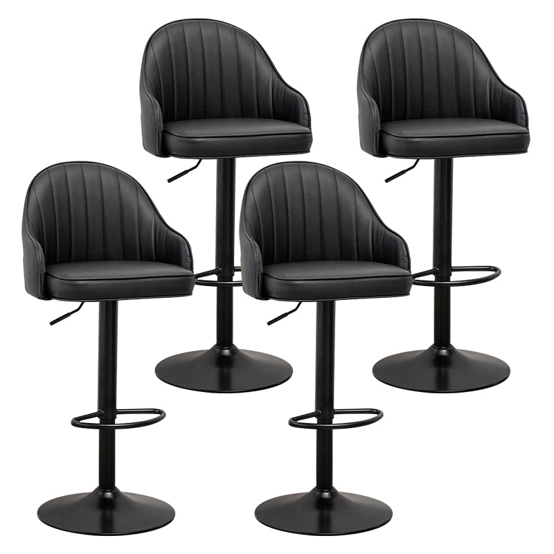 Adjustable Height Contemporary Bar Stool Footrest Leather Low Back Counter Stool Black Black 4 Piece Set Clearhalo 'Bar Furniture' 'Bar Stools' 'bar_stools' 'furn' 'furn_bar_stools' 'furniture_bar_stools' 'Kitchen & Dining Furniture' 'kitchen&dining_furn' 'kitchen' 'kitchen_furn' Furniture' 4344419