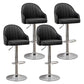 Adjustable Height Contemporary Bar Stool Footrest Leather Low Back Counter Stool Black Silver 4 Piece Set Clearhalo 'Bar Furniture' 'Bar Stools' 'bar_stools' 'furn' 'furn_bar_stools' 'furniture_bar_stools' 'Kitchen & Dining Furniture' 'kitchen&dining_furn' 'kitchen' 'kitchen_furn' Furniture' 4344420