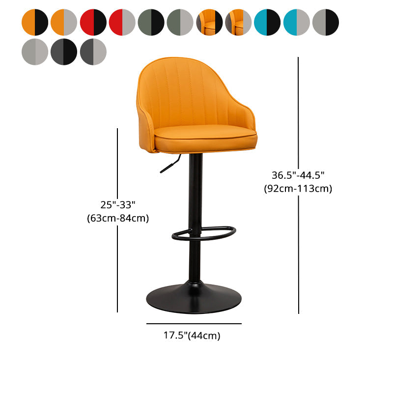 Adjustable Height Contemporary Bar Stool Footrest Leather Low Back Counter Stool Clearhalo 'Bar Furniture' 'Bar Stools' 'bar_stools' 'furn' 'furn_bar_stools' 'furniture_bar_stools' 'Kitchen & Dining Furniture' 'kitchen&dining_furn' 'kitchen' 'kitchen_furn' Furniture' 4344421