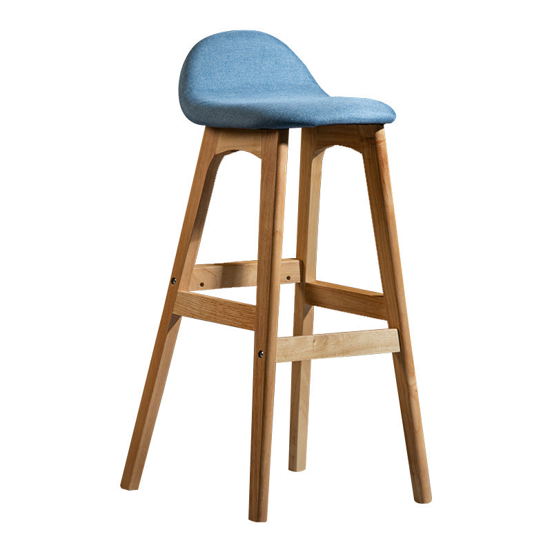 Contemporary 29-inch Indoor Bar Stool Wood Armless Low Back Stool with Footrest Blue Natural 1 Piece Clearhalo 'Bar Furniture' 'Bar Stools' 'bar_stools' 'furn' 'furn_bar_stools' 'furniture_bar_stools' 'Kitchen & Dining Furniture' 'kitchen&dining_furn' 'kitchen' 'kitchen_furn' Furniture' 4344424