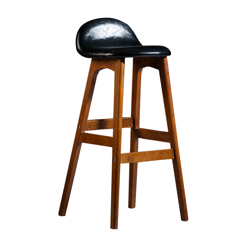 Contemporary 29-inch Indoor Bar Stool Wood Armless Low Back Stool with Footrest Black Brown 1 Piece Clearhalo 'Bar Furniture' 'Bar Stools' 'bar_stools' 'furn' 'furn_bar_stools' 'furniture_bar_stools' 'Kitchen & Dining Furniture' 'kitchen&dining_furn' 'kitchen' 'kitchen_furn' Furniture' 4344426